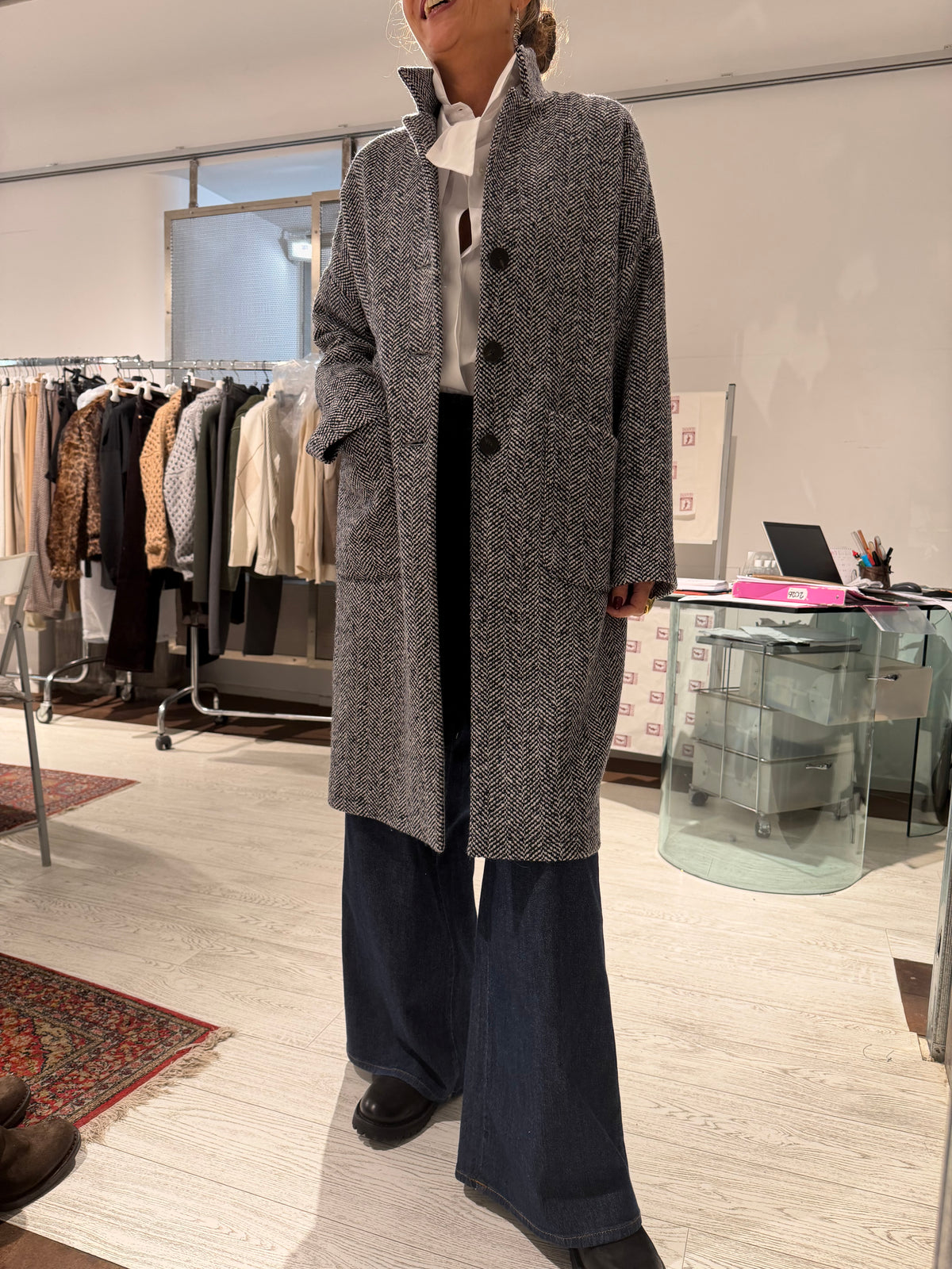 Cappotto Tweed Con Micropaillettes