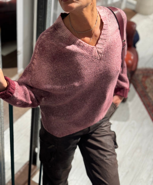 Maglia Cashmere Scollo V Double Faces