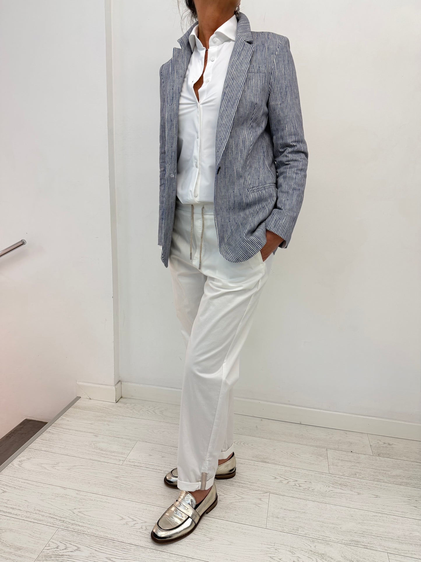 Blazer Monopetto Relaxed Blue Stripes