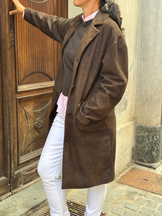 Cappotto In Pelle Scamosciata