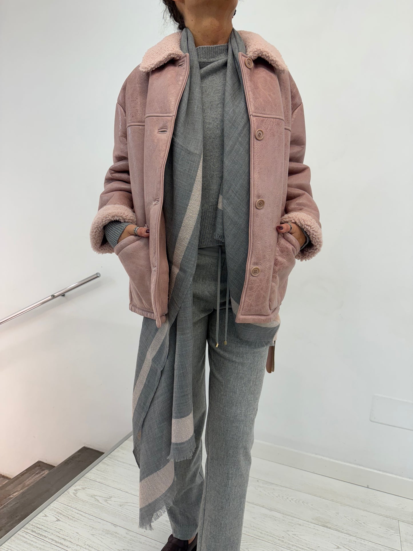 Giacca in Shearling Rosa