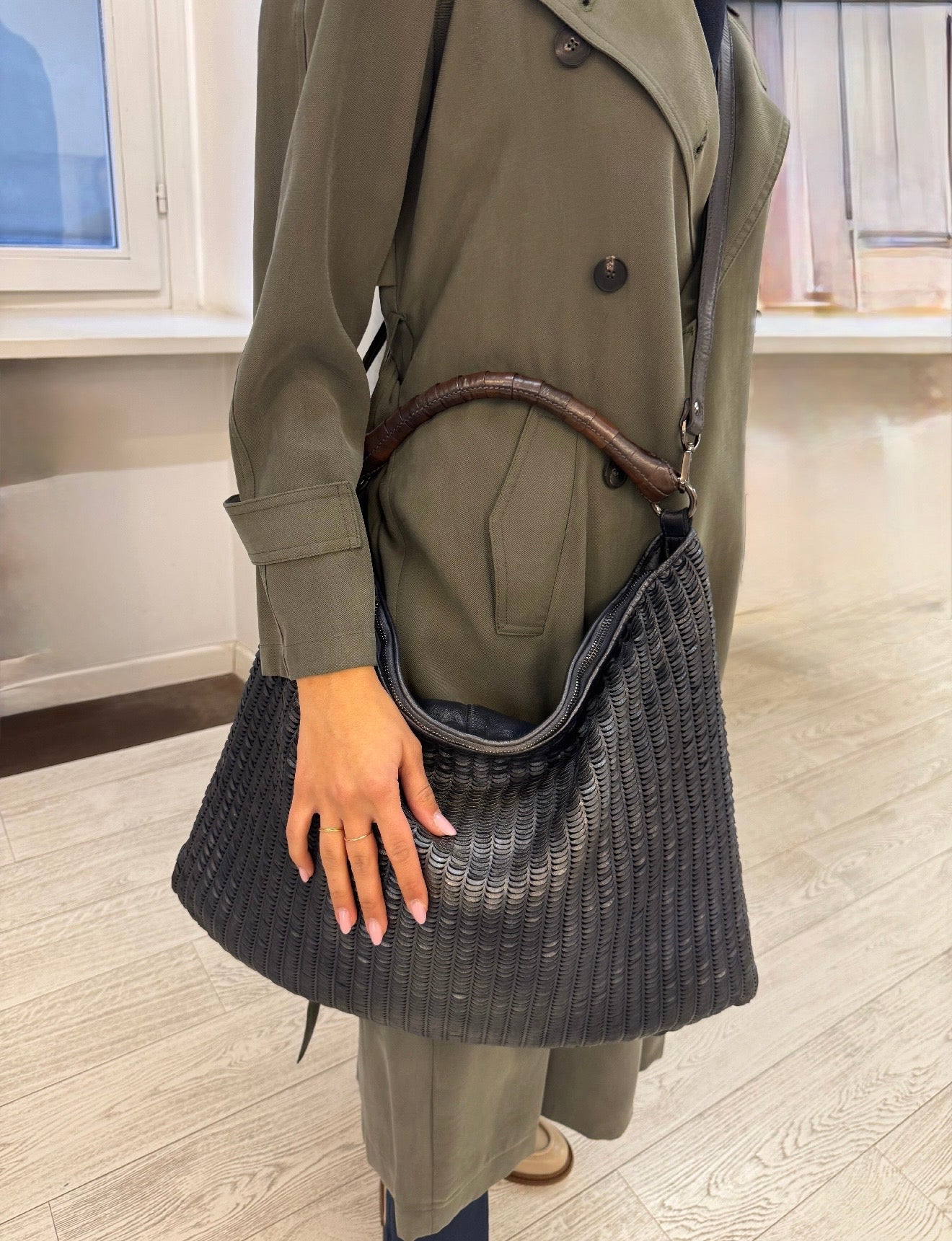 Borsa Shopper  Atena Pelle Intrecciata