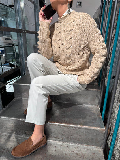 Maglia Traforata Trecce Verticali