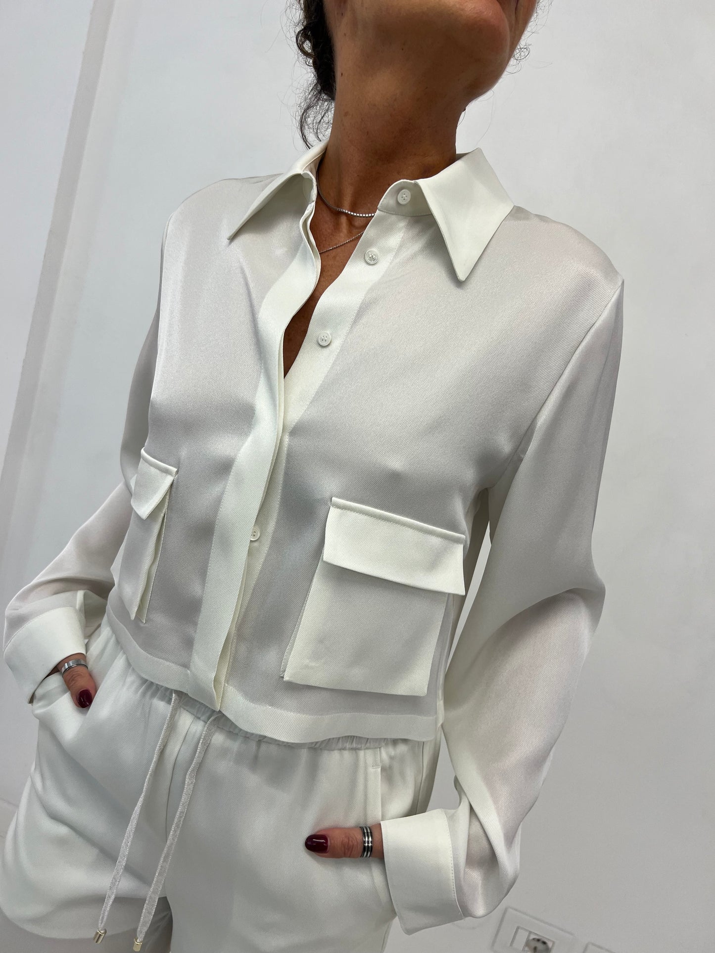 Giacca Camicia C/Taschini Twill di Seta