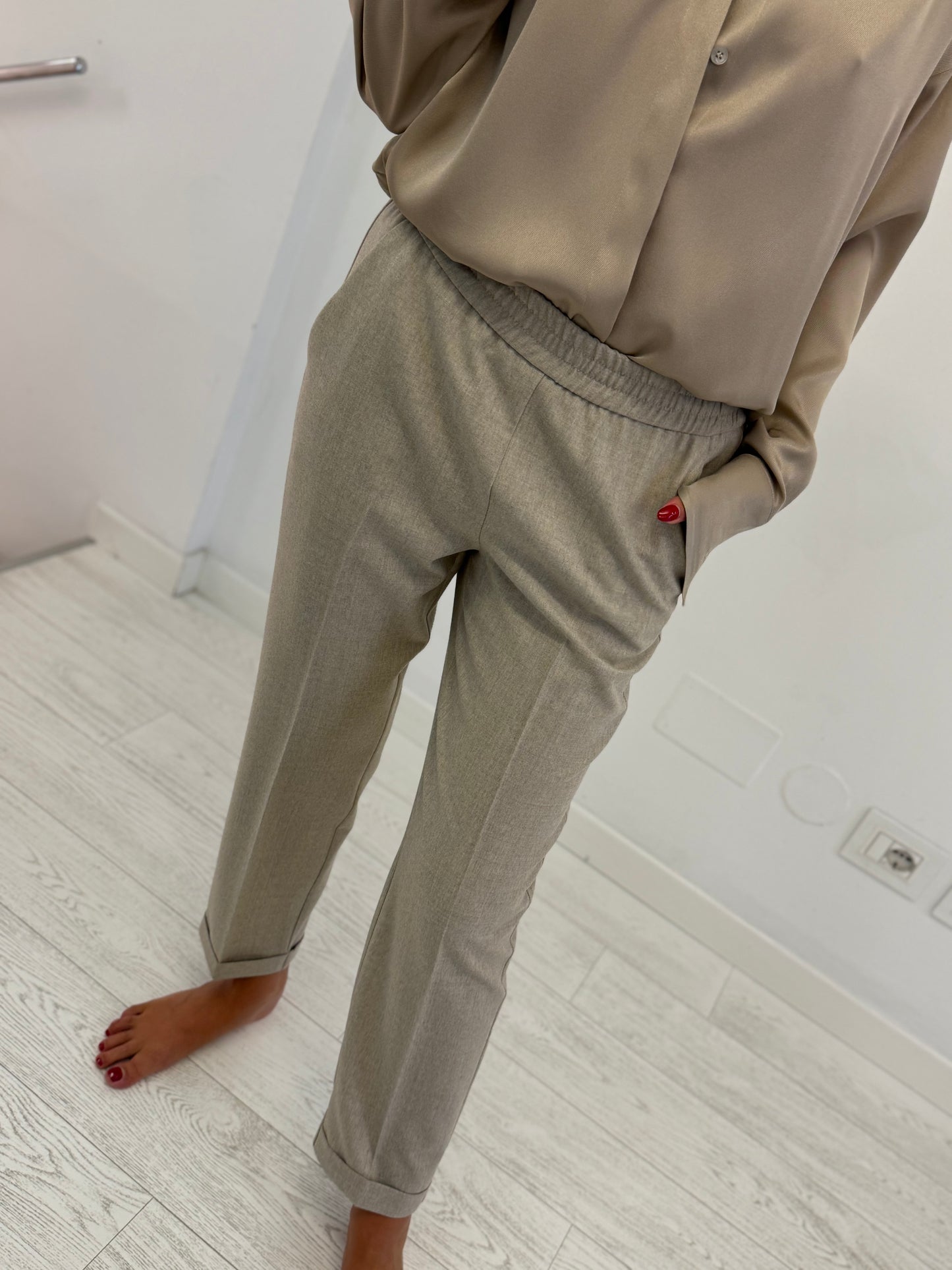 Pantalone Flanella con coulisse e Risvolto