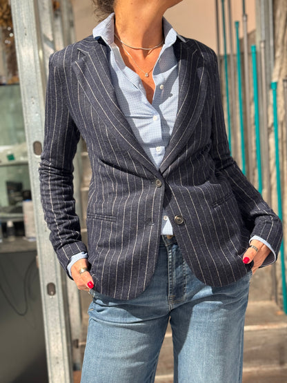 Blazer Monopetto Gessato Blue