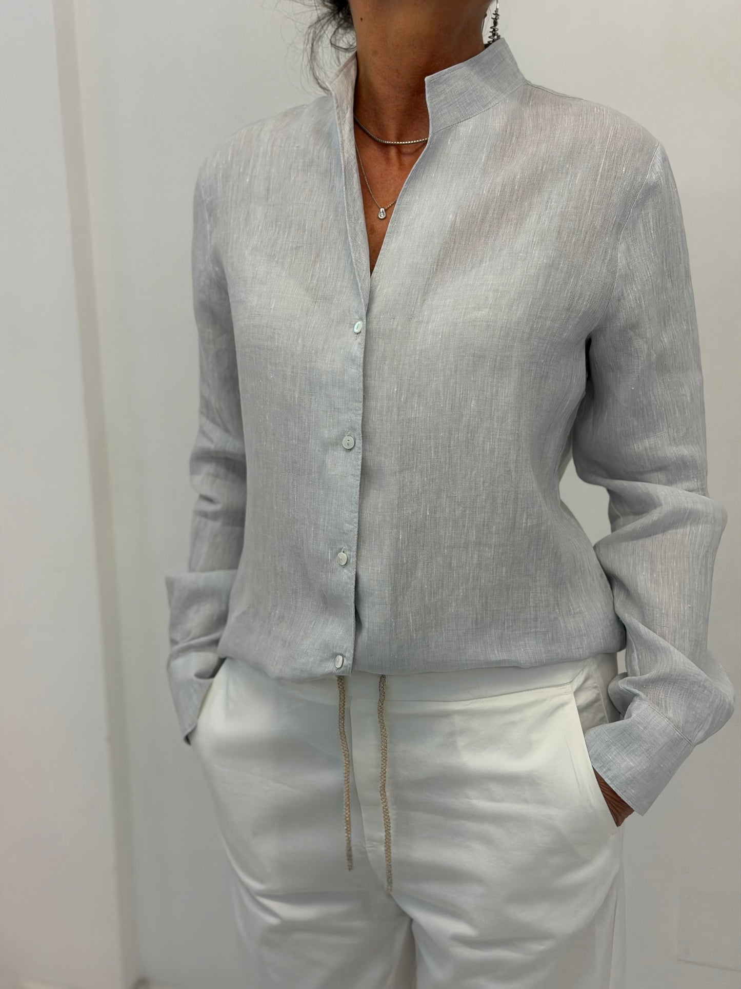 Camicia Lino Collo Coreana