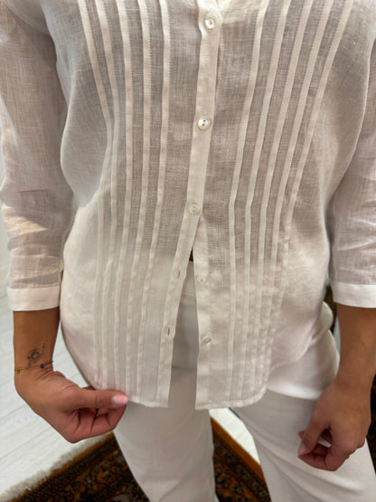 Camicia Con Collo Coreana e Plisse’