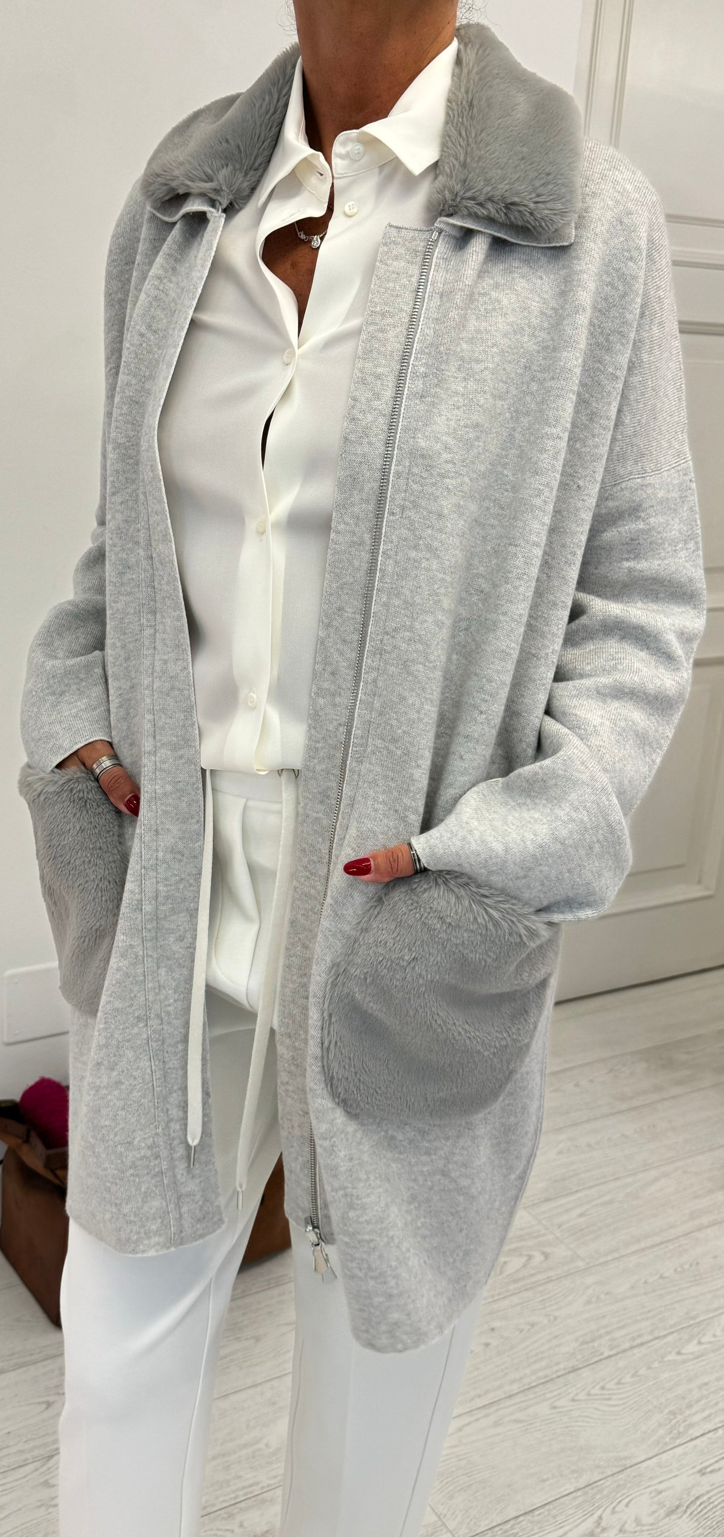 Cappotto Lana Cashmere Faux Fur