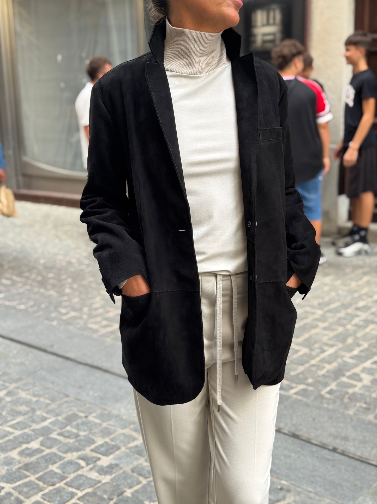 Blazer In Pelle Scamosciata