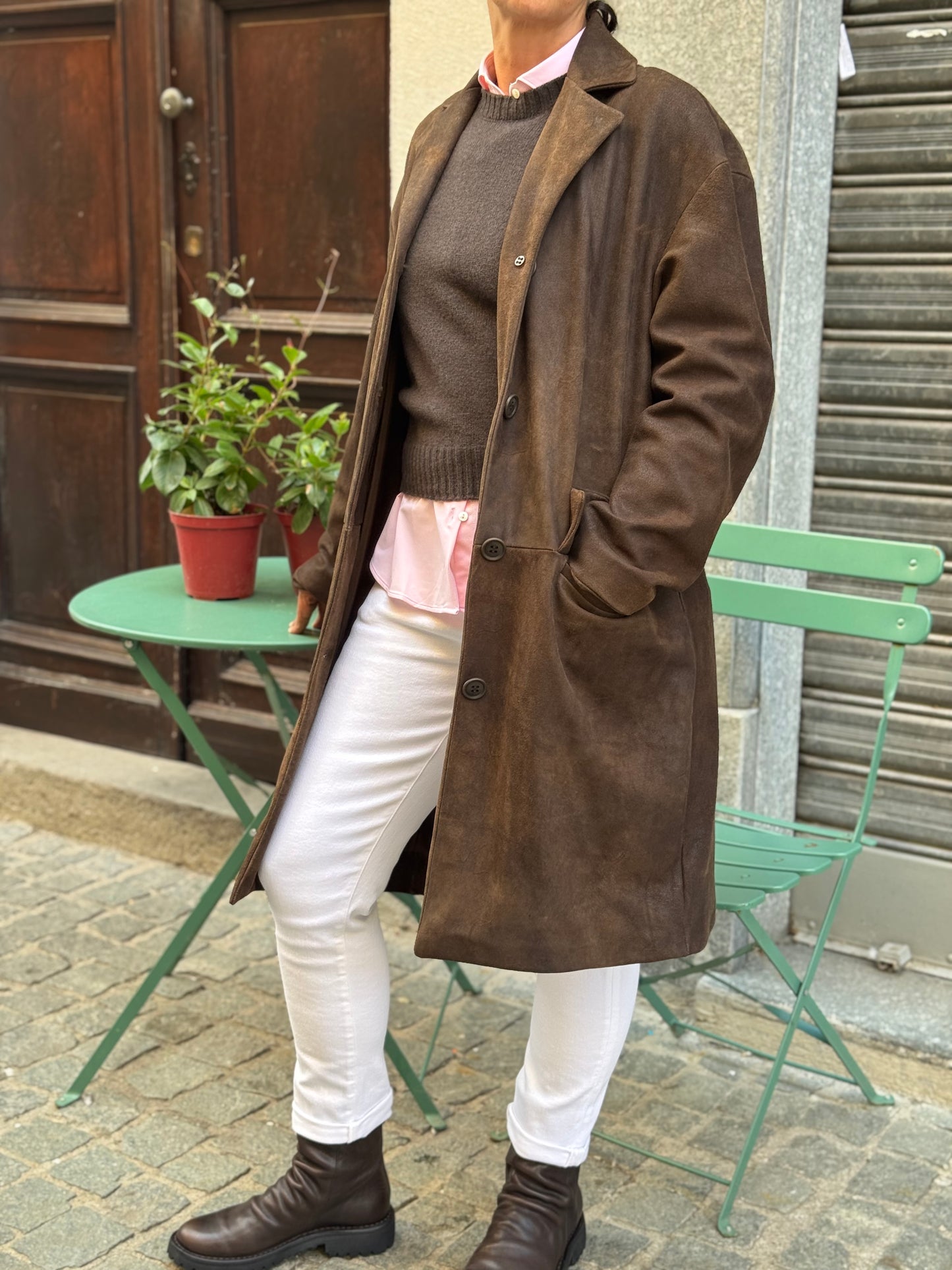 Cappotto In Pelle Scamosciata