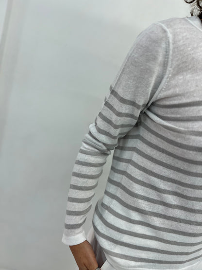 Maglia Righe White Grey