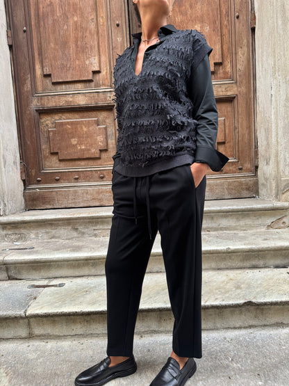 Gilet In Lana. Con Frange
