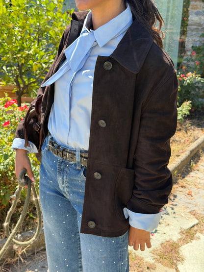 Giacca Suede collo a camicia