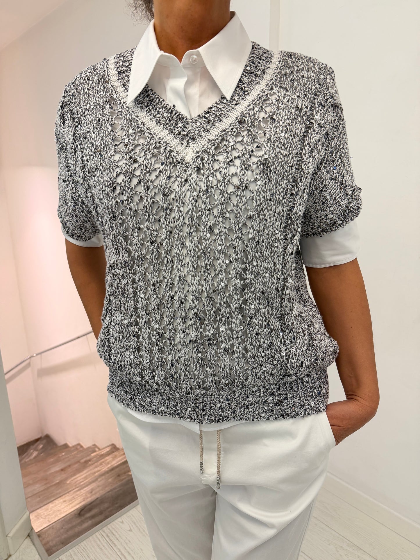 Maglia Diamond V Neck Traforata