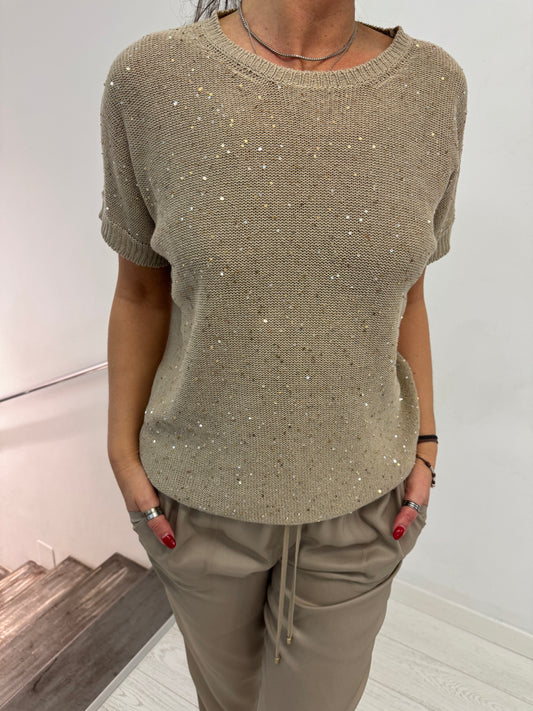 Maglia Girocollo M/ Corta Micropaillettes