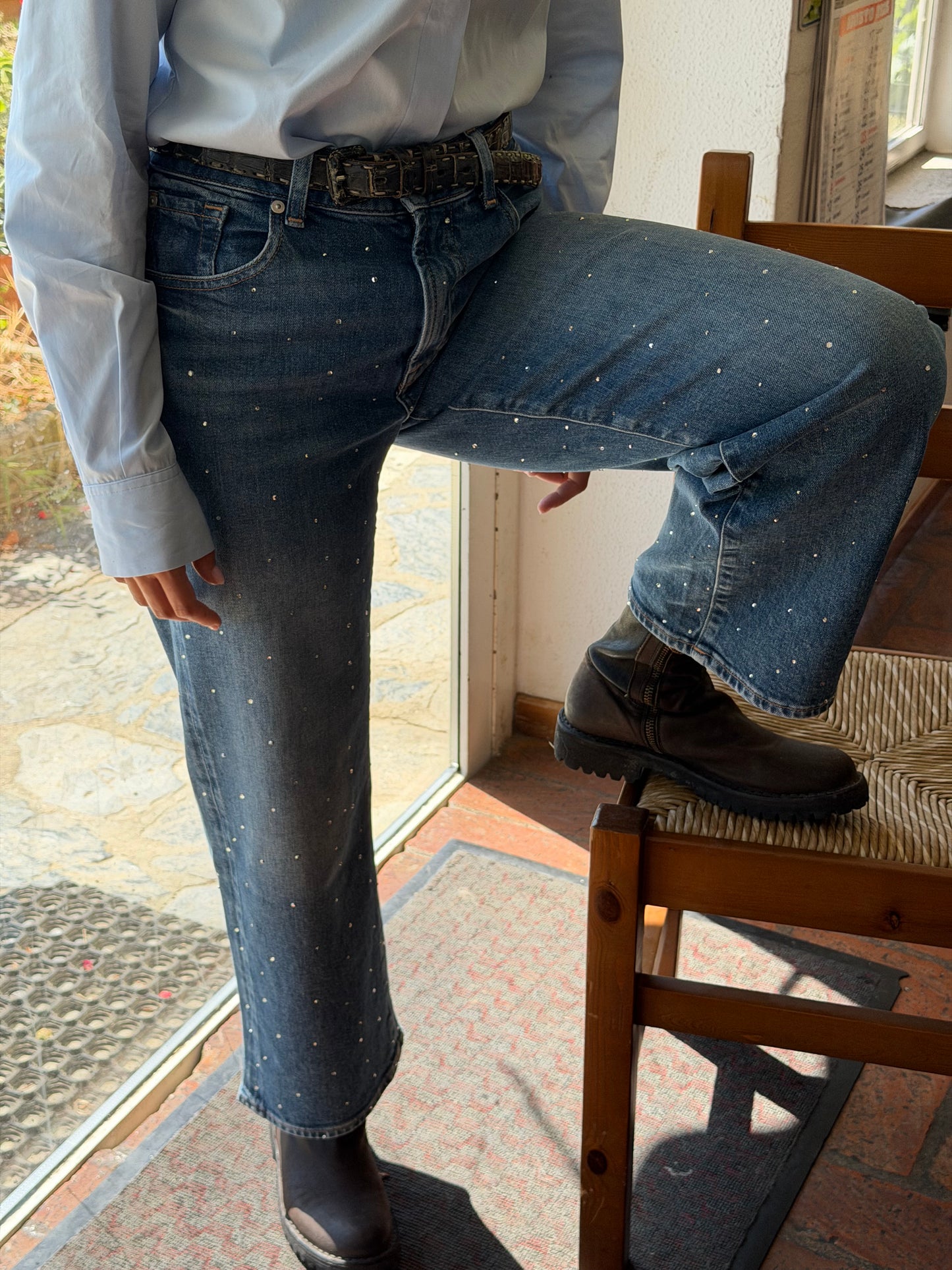 Denim Stovepipe Shine