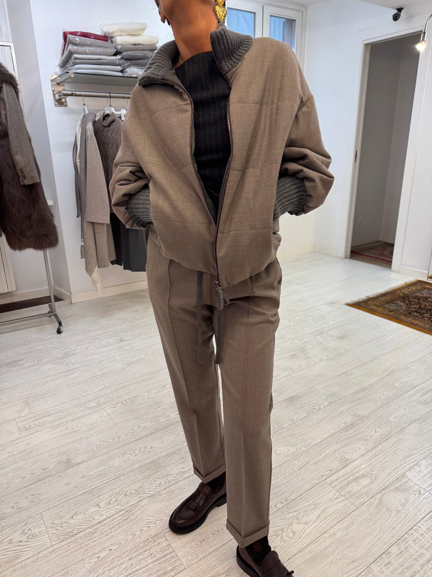 Pantalone Jogger Flanella Dustybrown