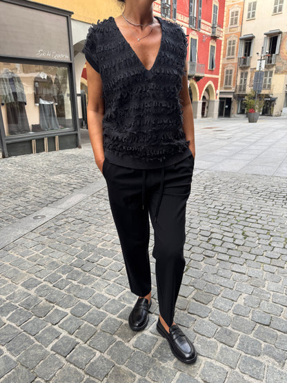Gilet In Lana. Con Frange