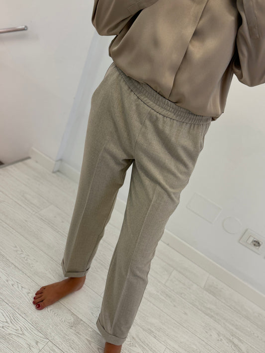 Pantalone Flanella con coulisse e Risvolto