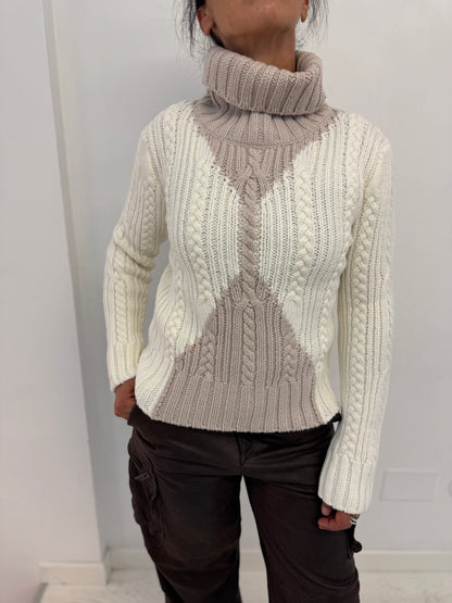 Maglia Lana ,Cashmere e Seta Treccia Iconica Scolpita