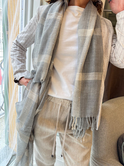 Stola Ceck Cashmere Seta Frange