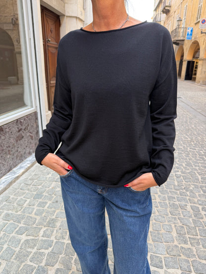 Maglia Scollo Barca Over Fit Lana Merino