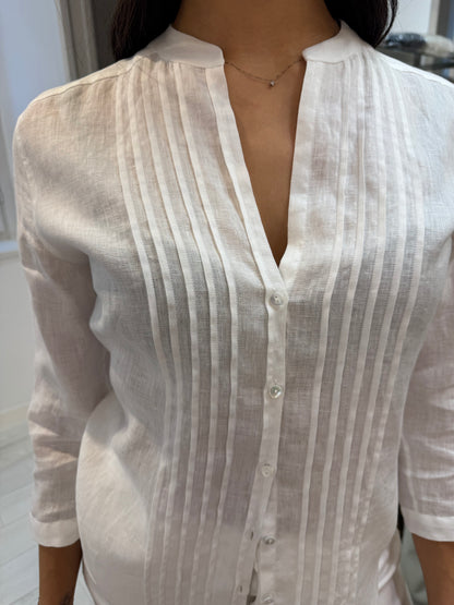 Camicia Con Collo Coreana e Plisse’