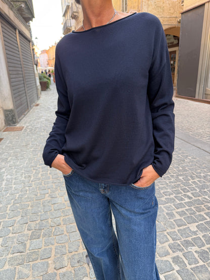 Maglia Scollo Barca Over Fit Lana Merino