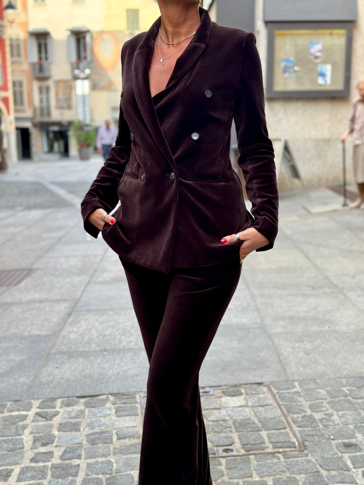 Blazer Doppiopetto Velluto Stretch