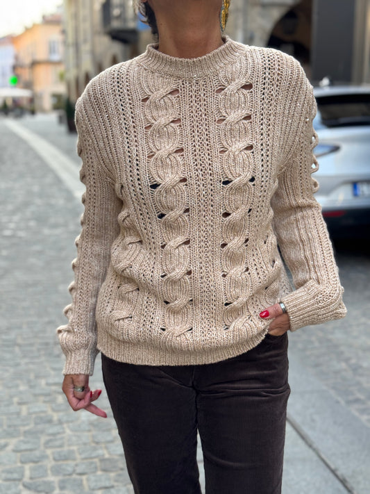 Maglia Traforata Trecce Verticali