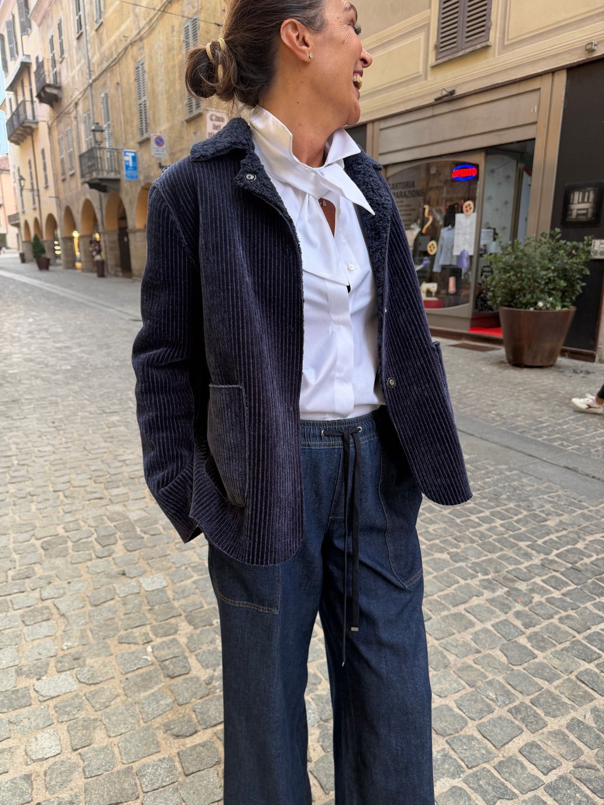 Cappotto corto velluto costa larga