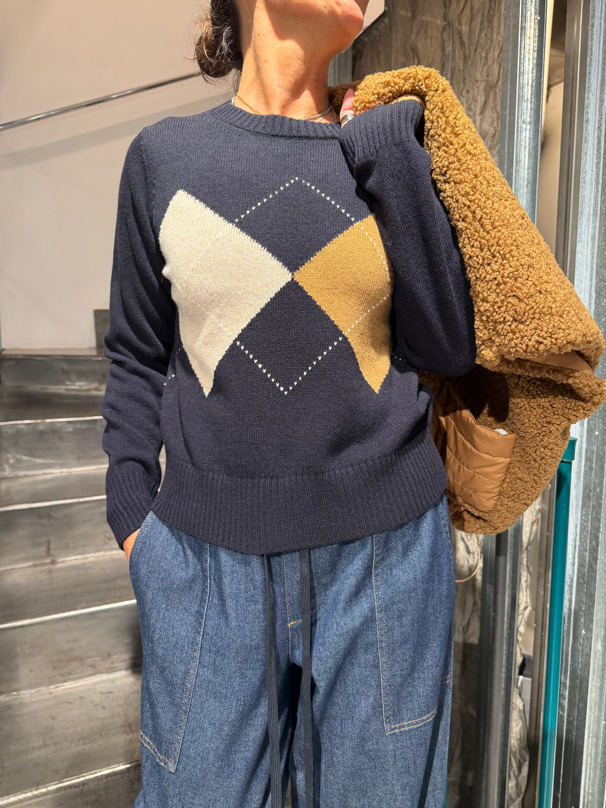 Maglia Bleu Con Rombi